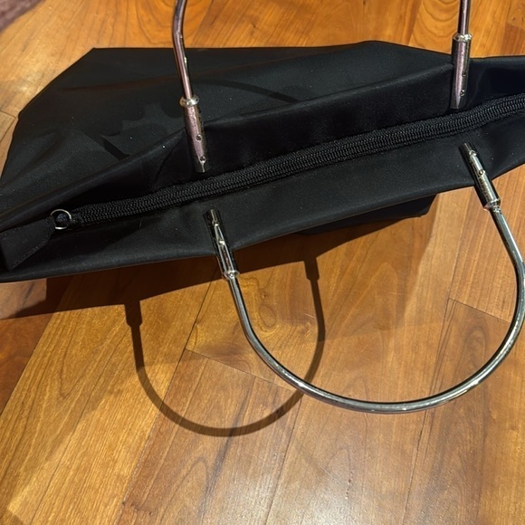 Guess Black Nylon Canvas Silver Tone Handles Handbag Small Tote Purse Y2K 90s - Picture 7 of 11